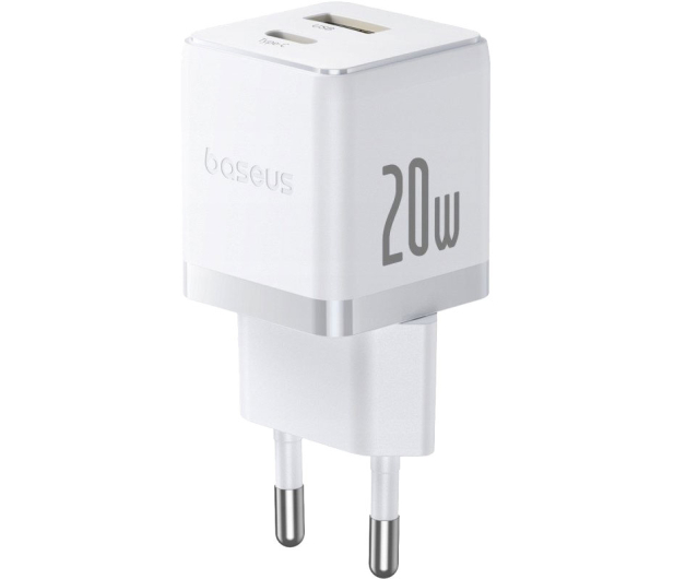 Baseus Ładowarka sieciowa Palm Fast Charger USB-A USB-C 20W White - 1365465 - zdjęcie